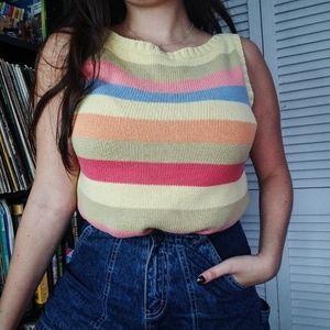 Jeanne Pierre Striped Sweater Vest Medium